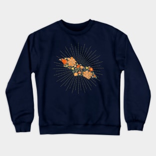 Fall flowers and bat silhouette Crewneck Sweatshirt